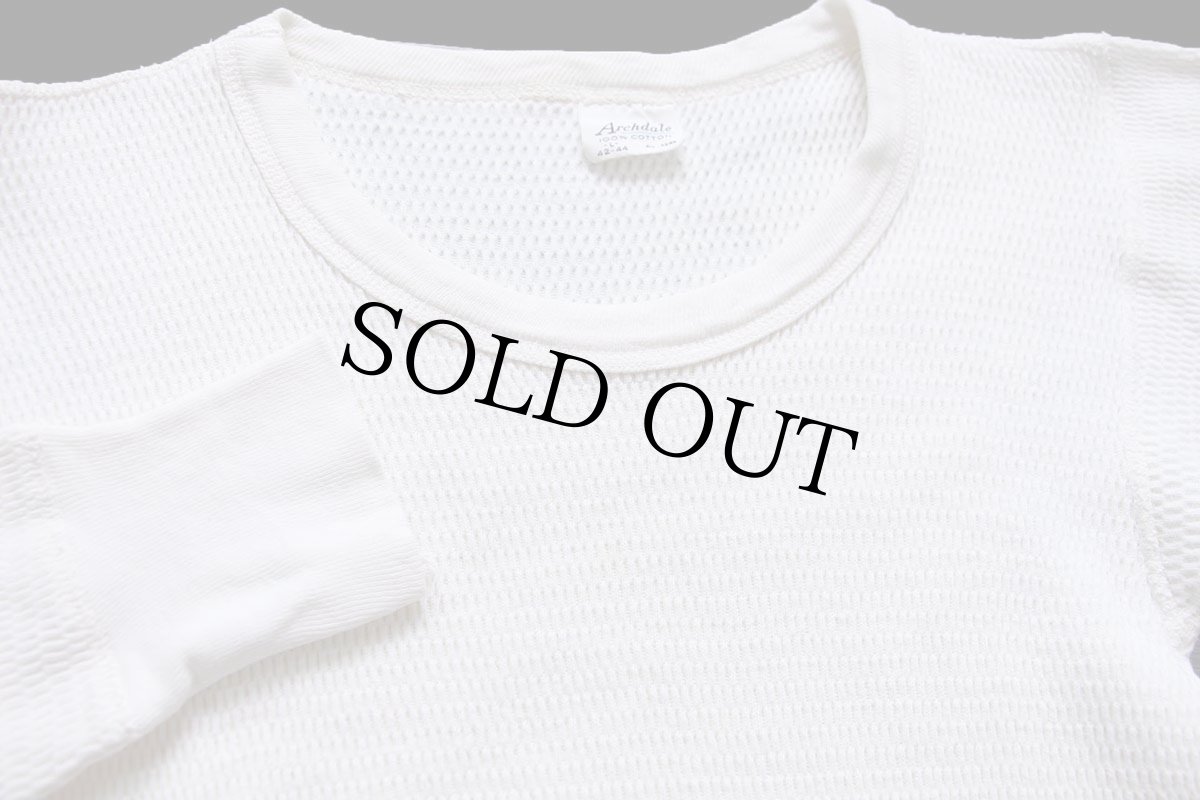 画像4: 70s Archdale コットン サーマルシャツ ナチュラル L (4)