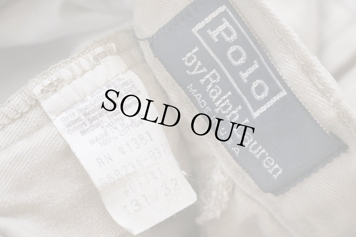 画像6: 80s USA製 ポロ ラルフローレン ツータック コットン チノパン カーキ W31 (6)