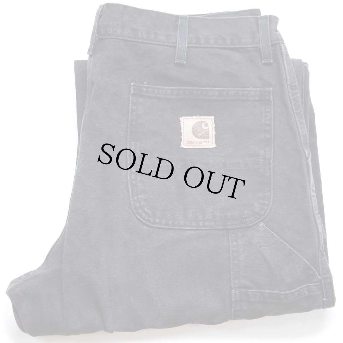 画像1: 90s carharttカーハート ダック地 ペインターパンツ 黒 フェード W38 (1)