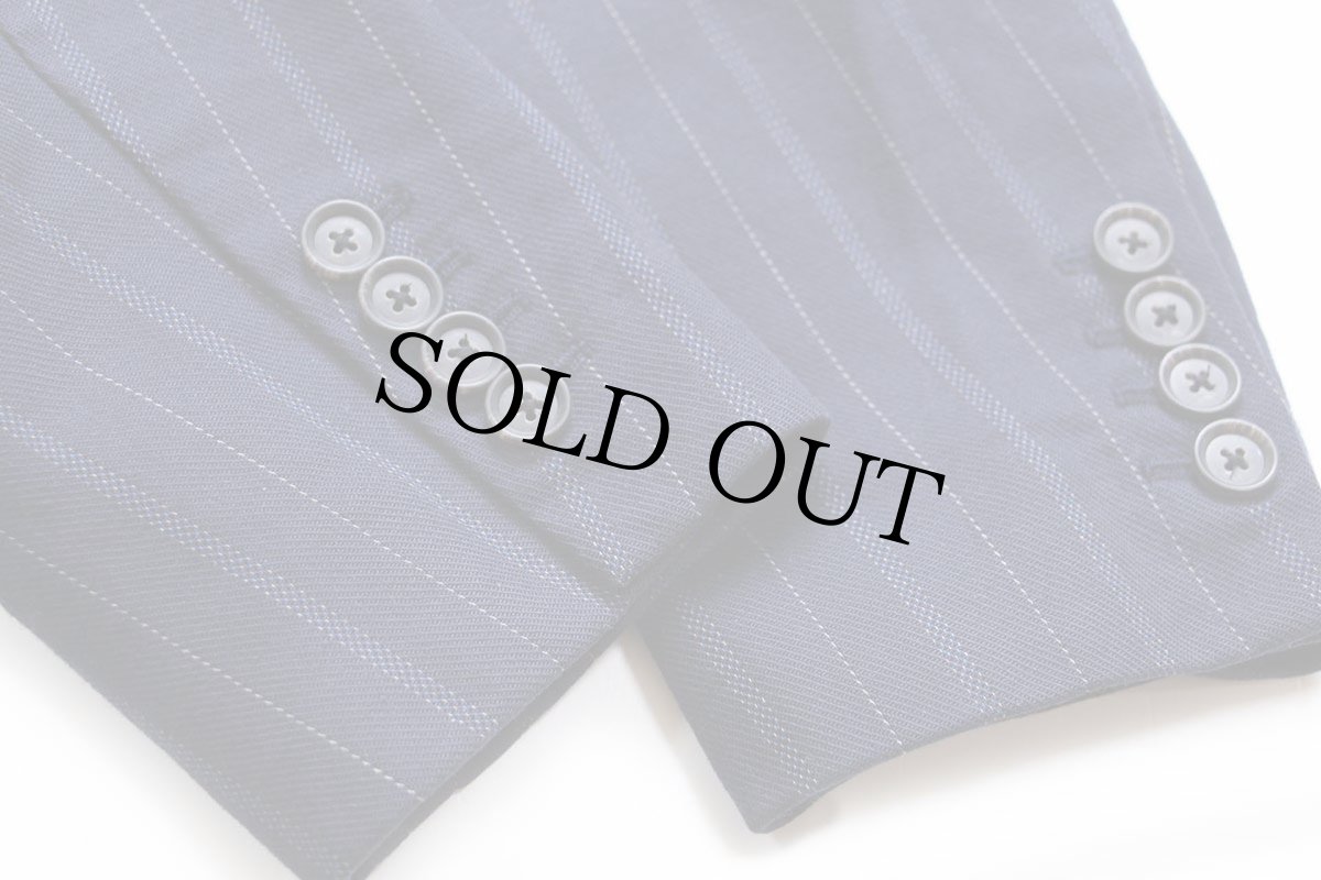 画像6: 00s RUGBY ラルフローレン ストライプ 3つボタン コットン テーラードジャケット 紺 M★ブレザー (6)