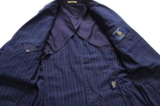 画像5: 00s RUGBY ラルフローレン ストライプ 3つボタン コットン テーラードジャケット 紺 M★ブレザー (5)