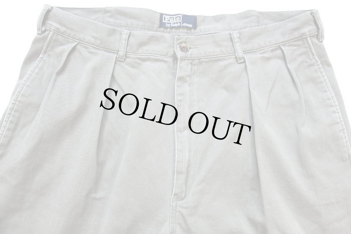 画像4: 90s ポロ ラルフローレン ツータック コットン チノパン グレー W36 L32★329 (4)