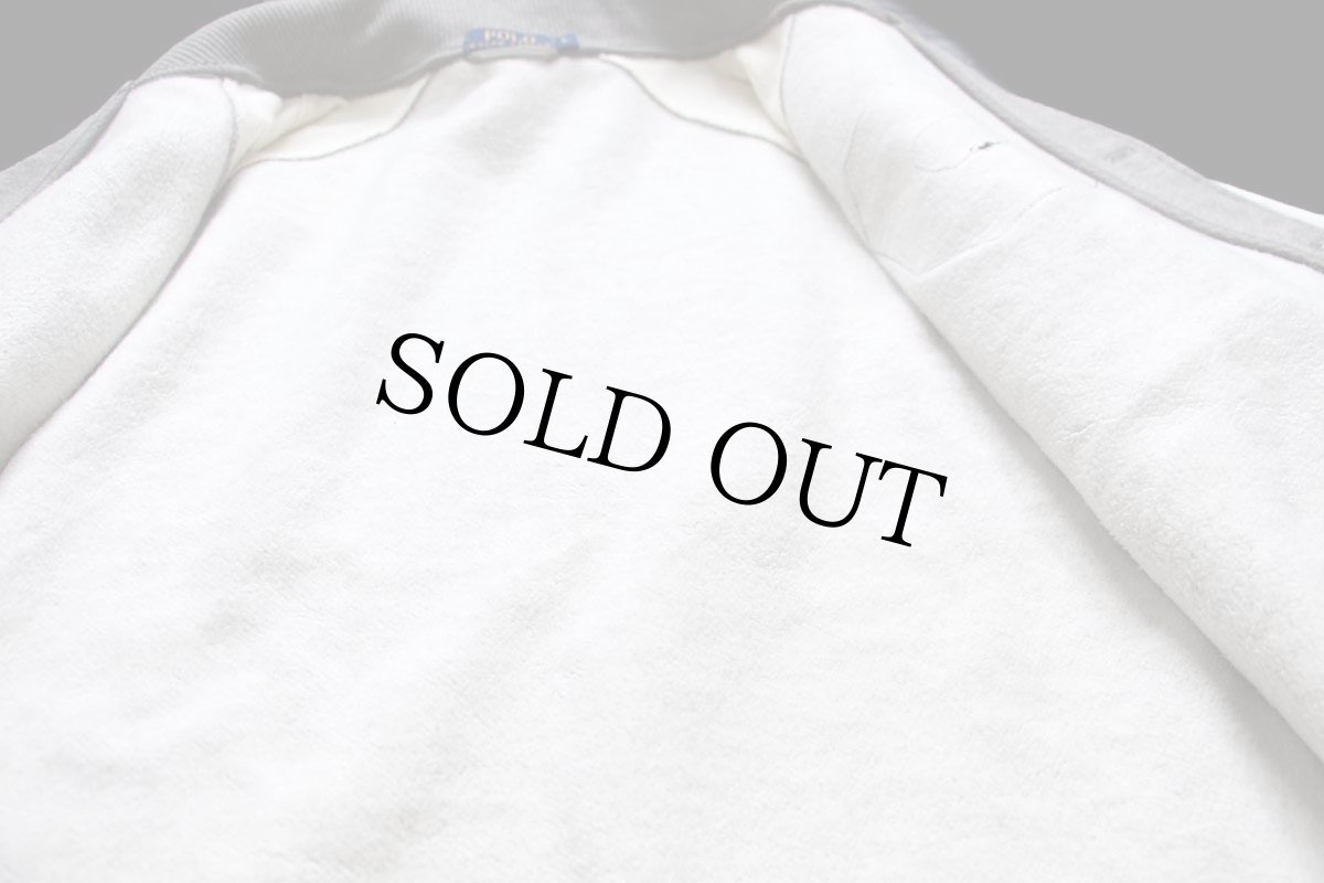 画像5: ポロ ラルフローレン レタードパッチ付き パチポケ ツートン スウェット ボタンスタジャン 杢グレー×アイボリー L★ボタスタ (5)