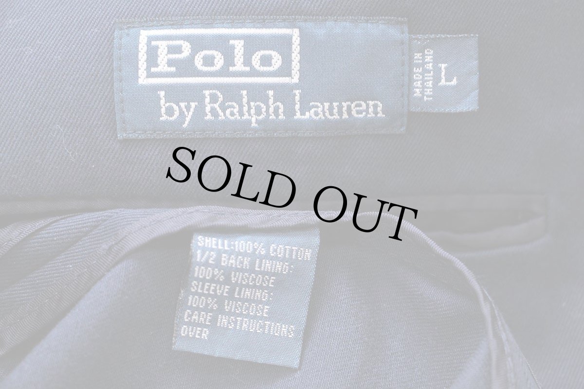 画像4: 00s ポロ ラルフローレン 3つボタン コットンツイル テーラードジャケット 紺 L★ブレザー (4)