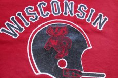 画像4: 70s USA製 ARTEX WISCONSIN BADGERS アメフト バッキー マスコット コットン フットボールTシャツ 濃赤 XL (4)
