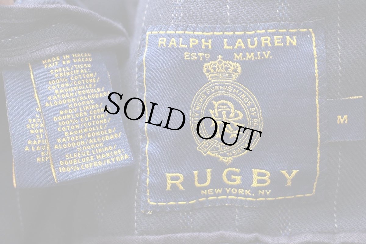 画像4: 00s RUGBY ラルフローレン ストライプ 3つボタン コットン テーラードジャケット 紺 M★ブレザー (4)