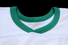 画像4: 80s MICHIGAN STATE MSU SPARTANS アメフト ひび割れプリント Vネック コットン フットボールTシャツ 白×緑 (4)