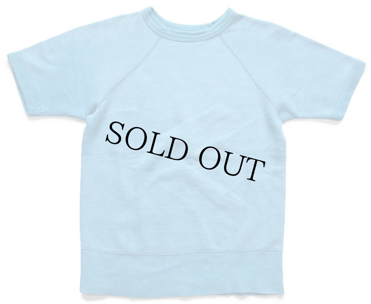 画像1: 60s UNKNOWN 無地 コットン 半袖スウェット 水色 フェード★ブランク (1)