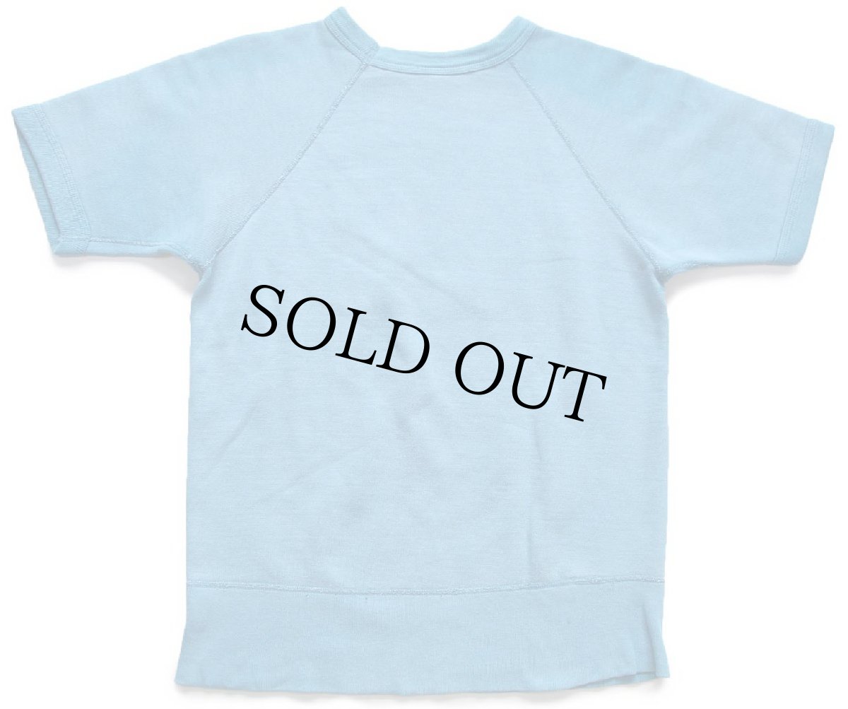 画像2: 60s UNKNOWN 無地 コットン 半袖スウェット 水色 フェード★ブランク (2)