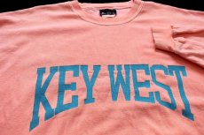 画像3: 80s USA製 cottontops KEY WEST ひび割れプリント コットン スウェット サーモンピンク L (3)