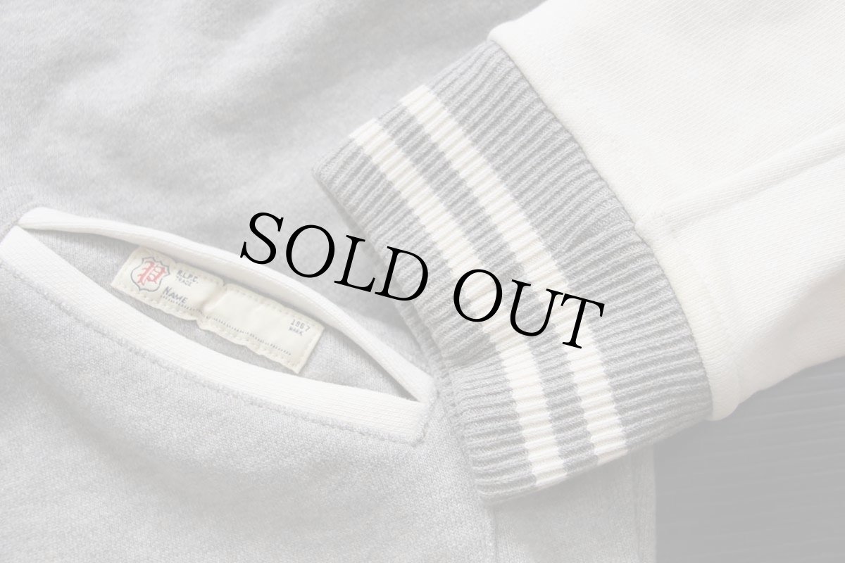 画像6: ポロ ラルフローレン レタードパッチ付き パチポケ ツートン スウェット ボタンスタジャン 杢グレー×アイボリー L★ボタスタ (6)