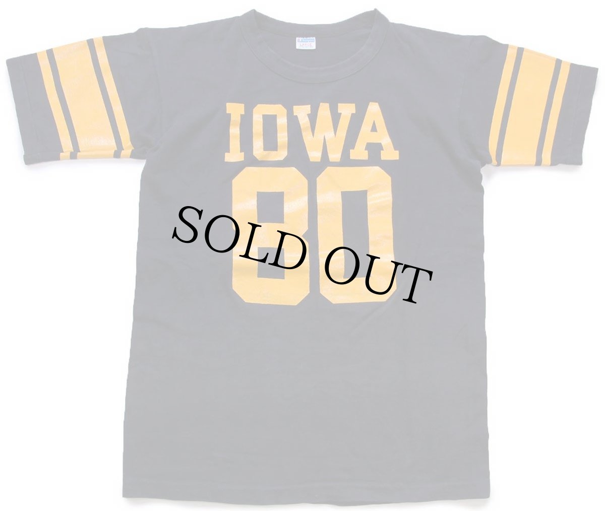 画像1: 70s USA製 Championチャンピオン IOWA 80 ナンバリング コットン フットボールTシャツ 黒 L (1)