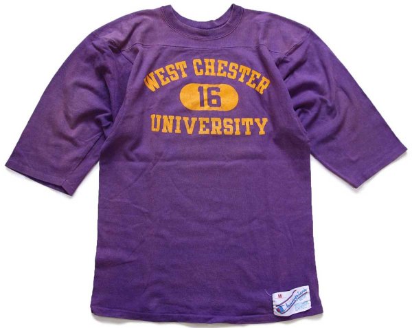 80s USA製 Championチャンピオン WEST CHESTER 三段中抜き ひび割れ
