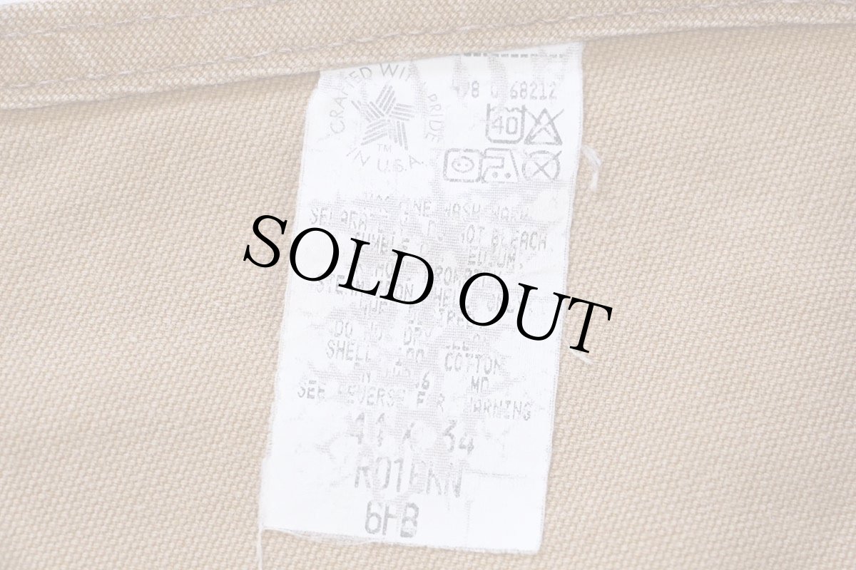 画像5: 90s USA製 carharttカーハート ダブルニー ダック地 オーバーオール カスタム 茶 W44 L34 (5)