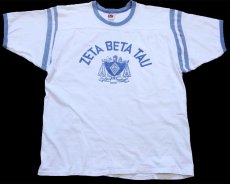 画像1: 60s USA製 MASON ZETA BETA TAU フラタニティ コットン アスレチックTシャツ 白 XL (1)