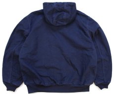 画像2: 00s carharttカーハート WESCO 刺繍 裏サーマル ダック地 アクティブジャケット パーカー 紺 (2)