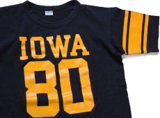 画像3: 70s USA製 Championチャンピオン IOWA 80 ナンバリング コットン フットボールTシャツ 黒 L (3)