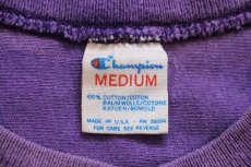 画像5: 80s USA製 Championチャンピオン WEST CHESTER 三段中抜き ひび割れプリント コットン フットボールTシャツ 紫 フェード M (5)