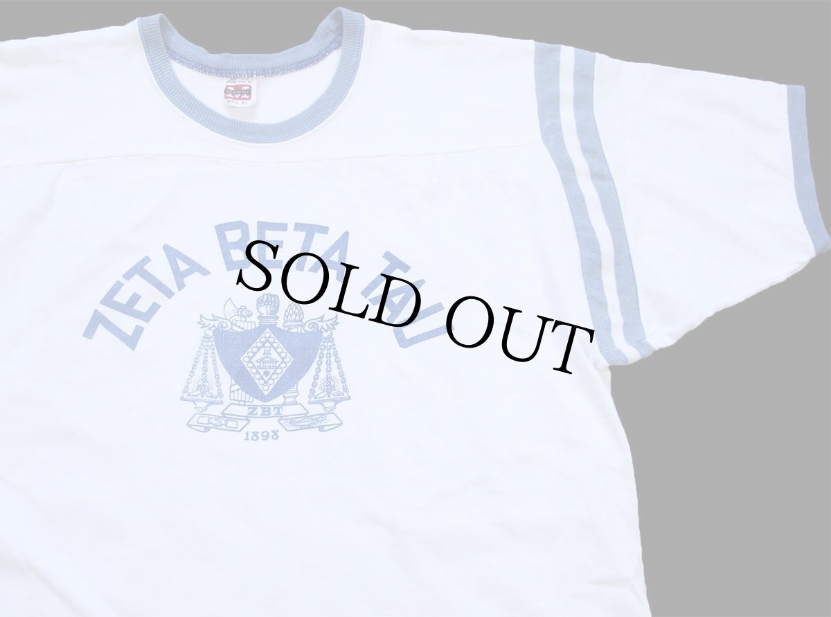画像3: 60s USA製 MASON ZETA BETA TAU フラタニティ コットン アスレチックTシャツ 白 XL (3)