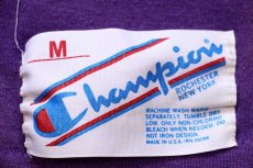 画像6: 80s USA製 Championチャンピオン WEST CHESTER 三段中抜き ひび割れプリント コットン フットボールTシャツ 紫 フェード M (6)