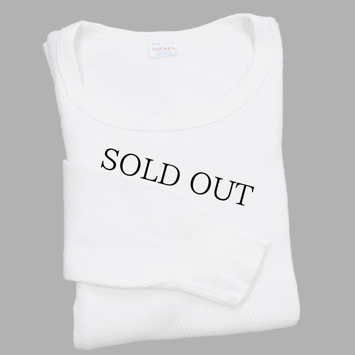 画像1: 80s USA製 JOCKEY コットン サーマルシャツ ナチュラル L (1)