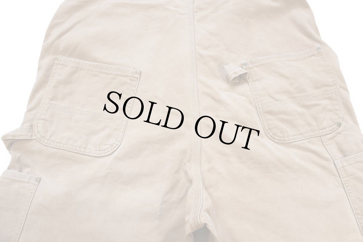 画像6: 90s USA製 carharttカーハート ダブルニー ダック地 オーバーオール カスタム 茶 W44 L34 (6)