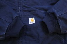 画像6: 00s carharttカーハート WESCO 刺繍 裏サーマル ダック地 アクティブジャケット パーカー 紺 (6)