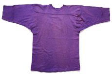 画像2: 80s USA製 Championチャンピオン WEST CHESTER 三段中抜き ひび割れプリント コットン フットボールTシャツ 紫 フェード M (2)