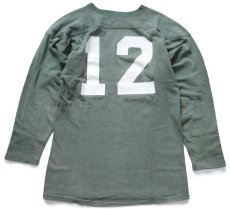 画像2: 60s CHAMPIONチャンピオン タタキタグ 12 ナンバリング コットン フットボールTシャツ グリーン フェード M (2)