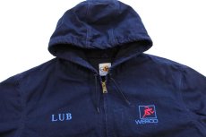 画像3: 00s carharttカーハート WESCO 刺繍 裏サーマル ダック地 アクティブジャケット パーカー 紺 (3)