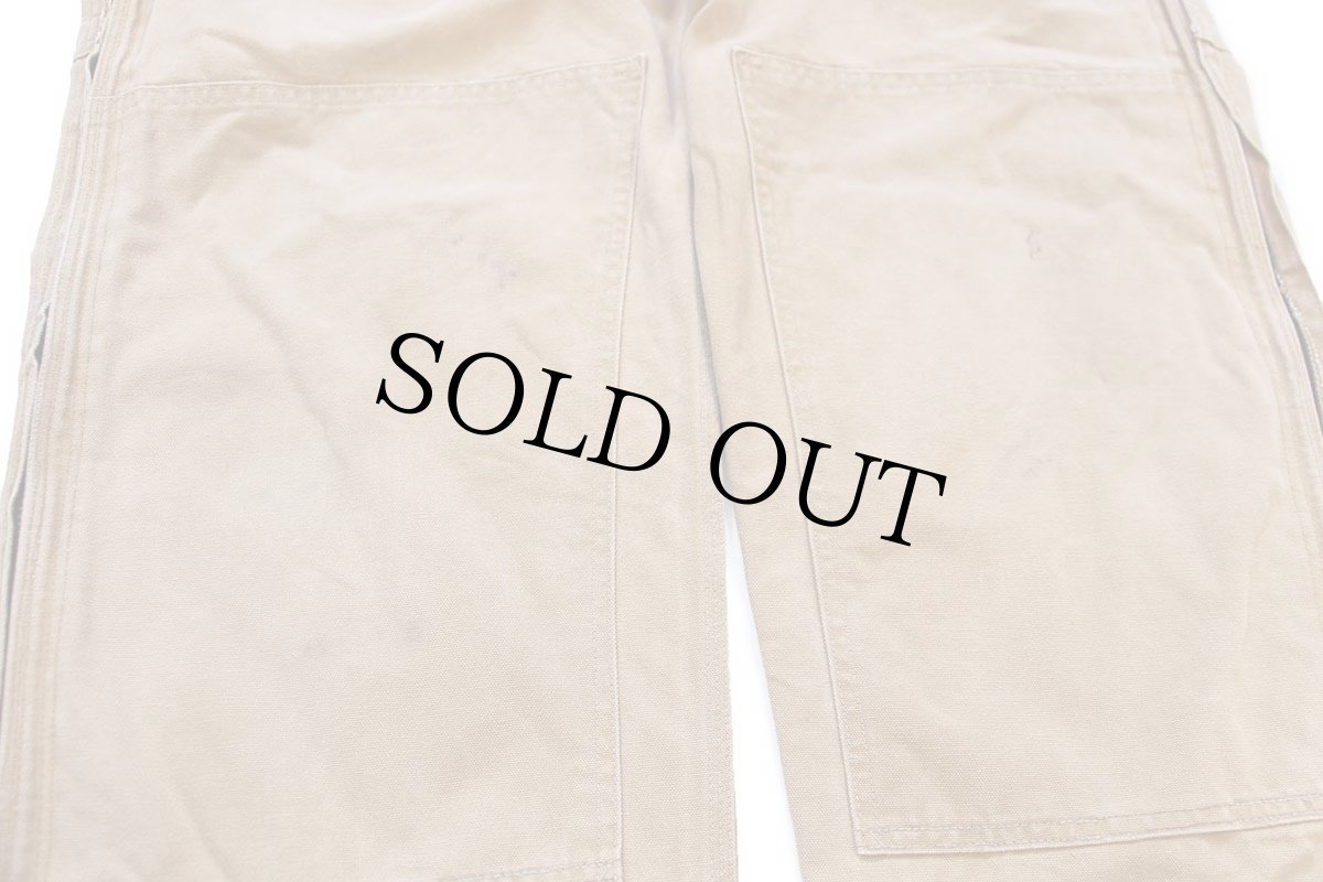 画像7: 90s USA製 carharttカーハート ダブルニー ダック地 オーバーオール カスタム 茶 W44 L34 (7)