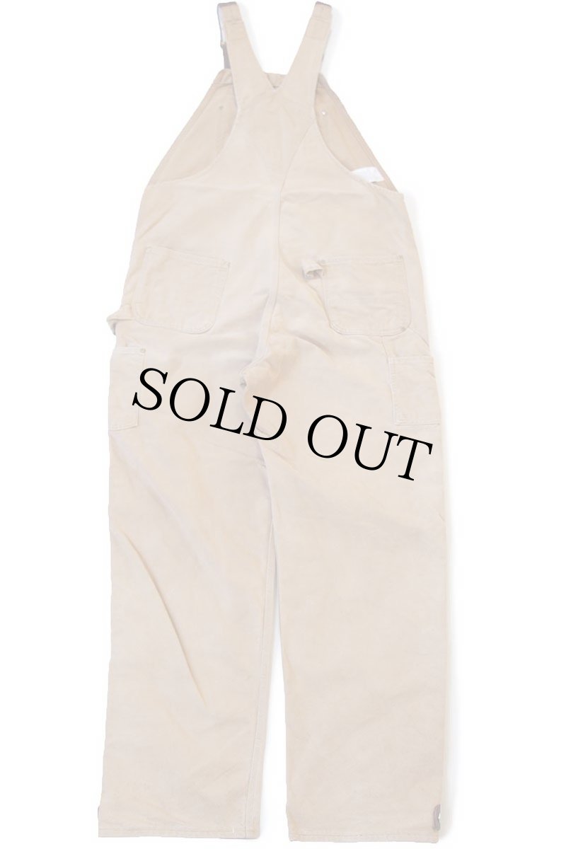 画像3: 90s USA製 carharttカーハート ダブルニー ダック地 オーバーオール カスタム 茶 W44 L34 (3)