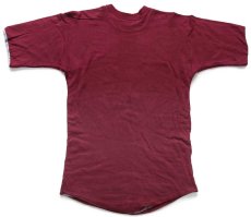 画像2: 60s USA製 MEADOWDALE LIONS 123 GLASSBORO STATE 染み込みプリント コットン リバーシブルTシャツ ワインレッド×杢グレー (2)