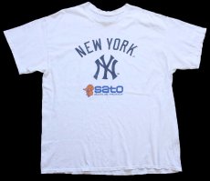 画像2: MLB New York Yankees ニューヨーク ヤンキース sato サトちゃん コットンTシャツ 白 (2)
