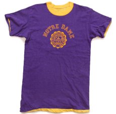 画像1: 60s NOTRE DAME フロッキープリント コットン リバーシブルTシャツ 紫×黄 (1)
