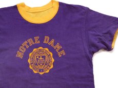 画像3: 60s NOTRE DAME フロッキープリント コットン リバーシブルTシャツ 紫×黄 (3)