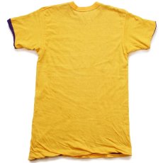 画像7: 60s NOTRE DAME フロッキープリント コットン リバーシブルTシャツ 紫×黄 (7)