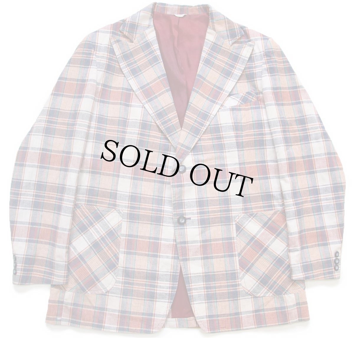 画像1: 70s MONTGOMERY WARD マドラスチェック 2つボタン テーラードジャケット 44R (1)