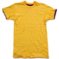 画像6: 60s NOTRE DAME フロッキープリント コットン リバーシブルTシャツ 紫×黄 (6)