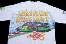 画像4: 90s USA製 NASCAR Kyle Petty MELLO YELLO チェッカーフラッグ オールオーバープリント コットンTシャツ 白 L (4)