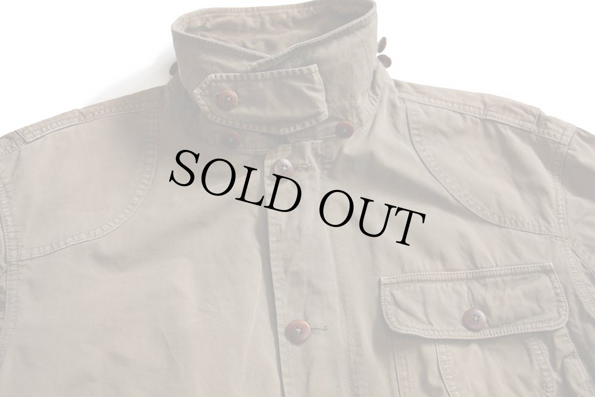 画像3: 00s ポロ ラルフローレン チンスト付き コットンポプリン フィッシングジャケット グレーブラウン フェード XL (3)