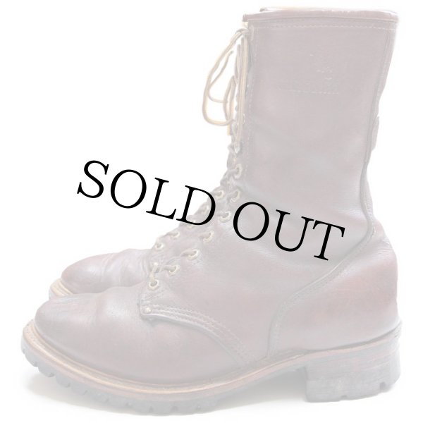 専用　MADE IN USA CAROLINA ヴィンテージ 編み上げブーツ 80s CAROLINAキャロライナ 編み上げ レザー ワークブーツ 赤茶 9.5