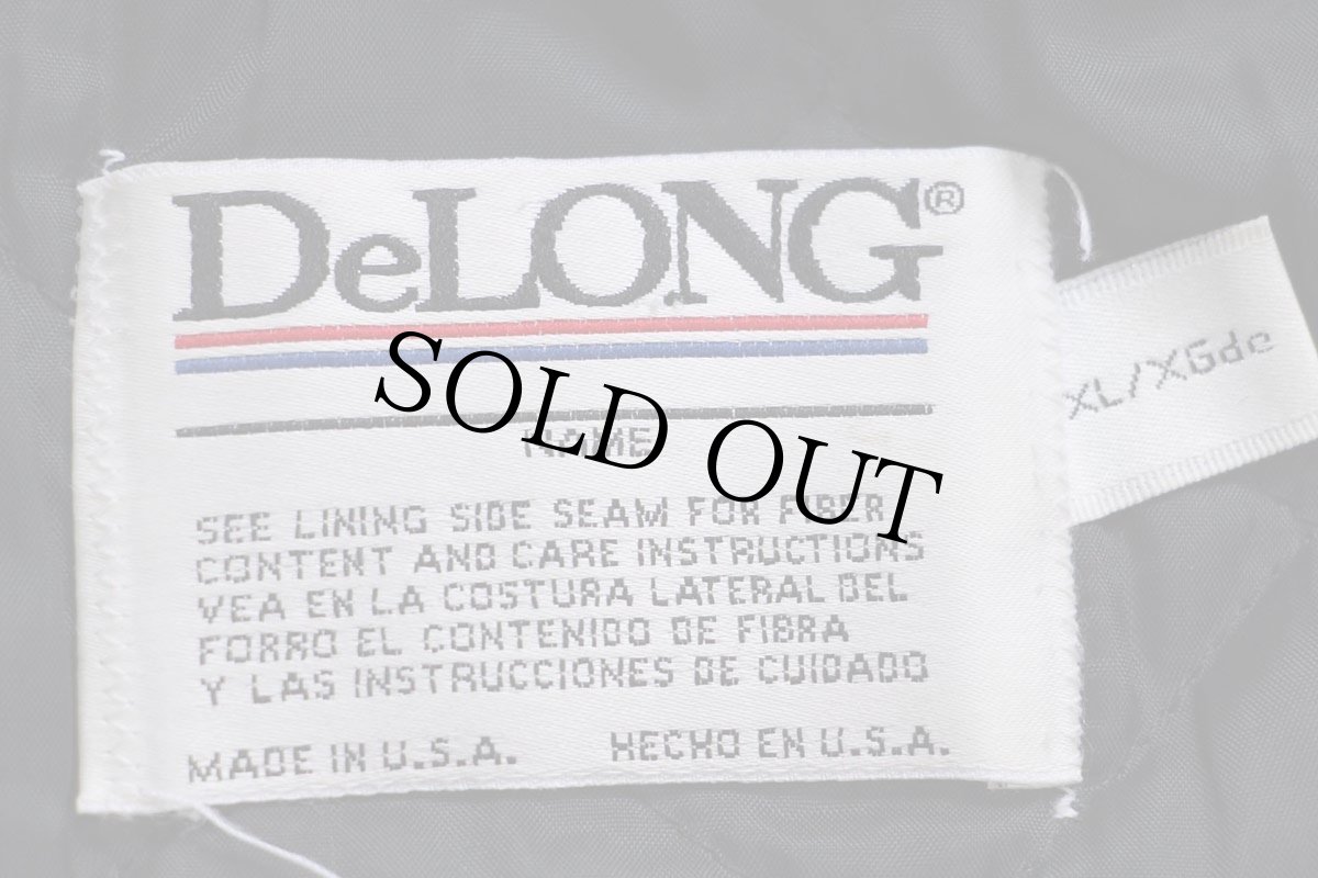 画像5: 90s USA製 DeLONGデロング USATF レタードパッチ付き メルトン ウール 袖革スタジャン 赤×クリーム XL (5)