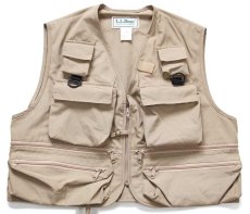 画像1: 80s L.L.Bean フィッシングベスト グレーベージュ L (1)