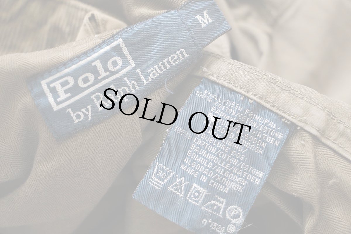 画像4: 00s ポロ ラルフローレン チンスト付き コットンポプリン フィッシングジャケット グレーブラウン フェード M (4)