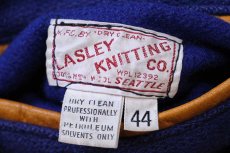 画像4: 70s LASLEY KNITTING キルティングライナー メルトン ウール 袖革スタジャン 青×山吹 44 (4)
