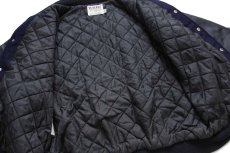 画像5: 90s DeLONGデロング USMMA KP VARSITY CLUB 刺繍 キルティングライナー メルトン ウール 袖革スタジャン 紺 2XL★特大 (5)