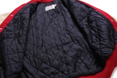 画像6: 90s USA製 DeLONGデロング USATF レタードパッチ付き メルトン ウール 袖革スタジャン 赤×クリーム XL (6)