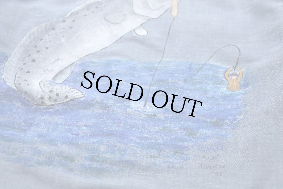 画像4: 70s JCPenney BIGMACビッグマック フィッシング ハンドペイント アート シャンブレーシャツ 15-15.5 (4)