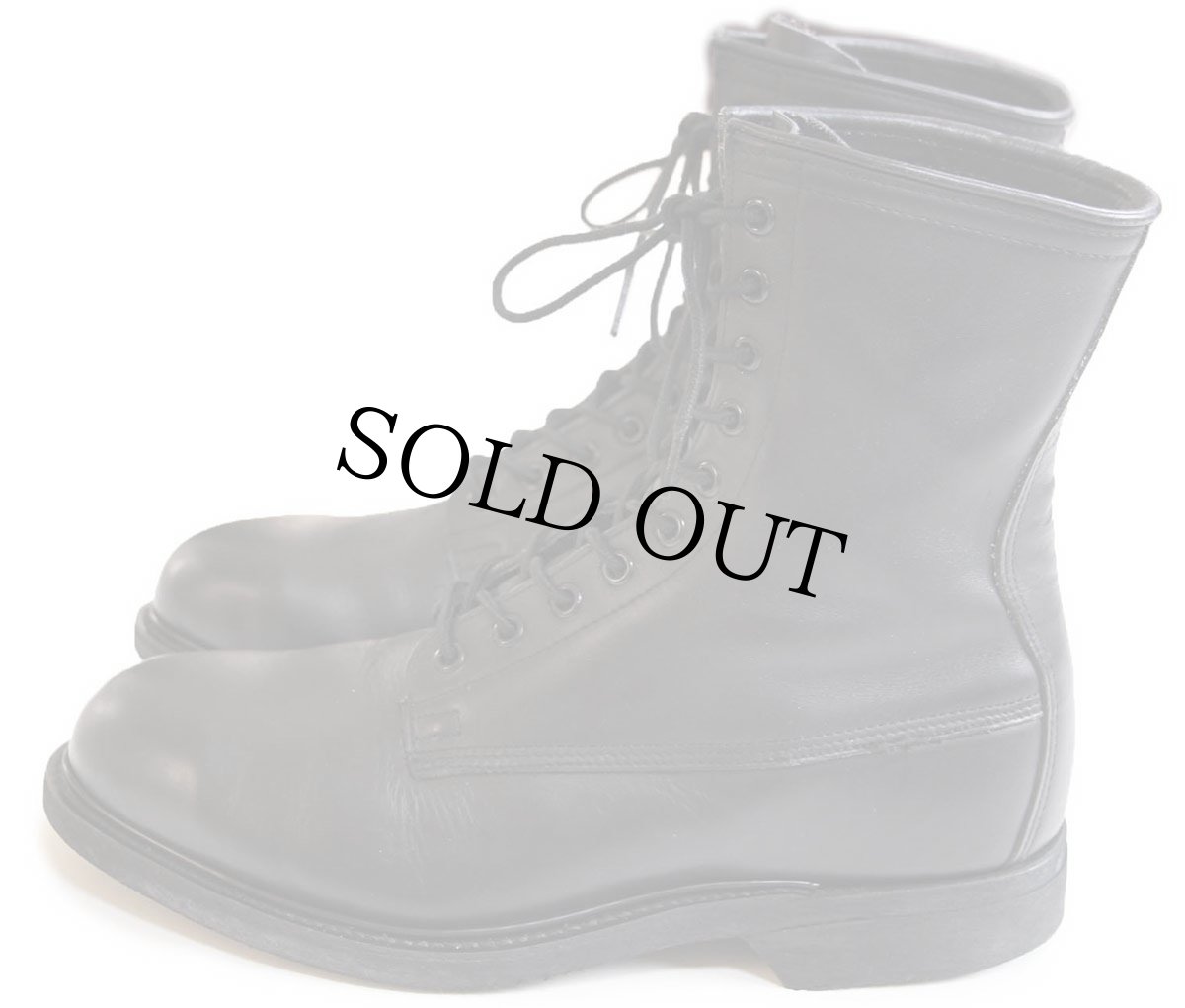 画像2: 90s 米軍 10ホール スチールトゥ レザー コンバットブーツ 黒 9W (2)